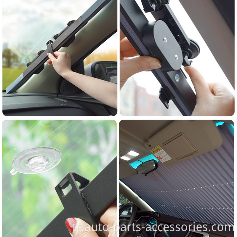 Toptan fiyat geri çekilebilir portatif alüminyum film araba perdesi ön güneşlik otomatik